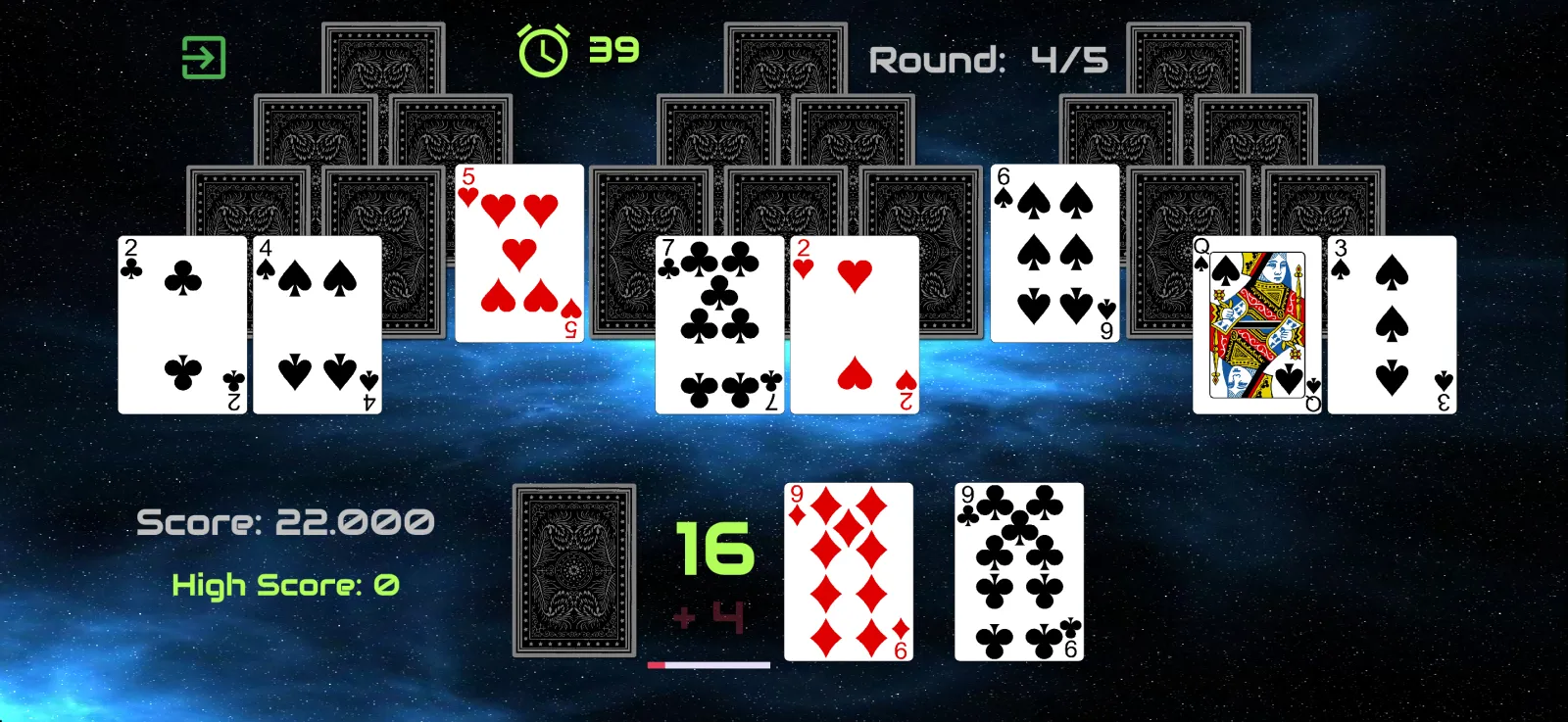 Uncovered cards in a face-down round with two base cards